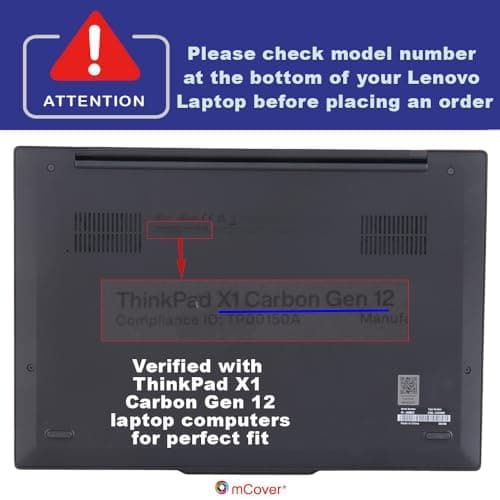 mCover Hard Case ONLY compatible with Lenovo ThinkPad X1 Carbon Gen 12/13 Windows 2024-2025 14 inch (with 180 degree hinge, NOT fit other Lenovo models) - Black - Image 5