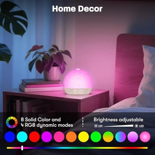 Dawn Simulator Luminous Alarm Clock with 7 Ringtones, Bedside Lamp, 20 Brightness Levels, 30 Natural Sounds, Snooze, Timer, 12 Colours Alarm Clock Light Nightlight for Kids/Adults - Image 7