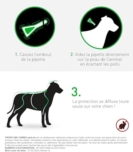 FRONTLINE Combo Dog Fleas, Ticks, Lice Crushers - Protects the Home - Removes Fleas for 8 Weeks/Ticks for 4 Weeks - For Dogs 20 to 40 kg - 3 Spot-On Pipettes - Image 4