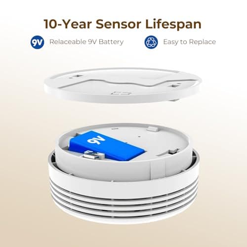 Connected Smoke Detector, Fire Alarm Smoke Detector 10 Years with Replaceable 9V Battery, Low Battery Alarm, Certified According to EN14604, 6 PCS - Image 6