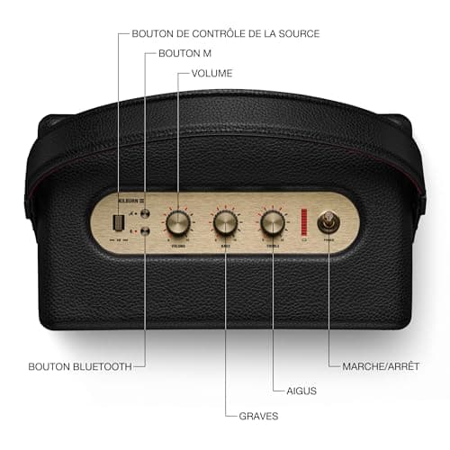 Marshall Kilburn III Bluetooth Enceinte Portable avec Plus de 50 h d’autonomie - Noir et Laiton - Image 8
