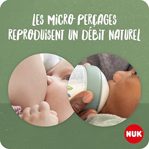 NUK for Nature Perfect Start Baby Bottle Set | 0-18 Months | Silicone Breast Dummy | 4 Anti-Colic Bottles, 2 Teats | Durable and BPA-Free Materials | 6-Piece Set - Image 3