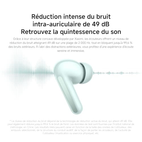 XIAOMI Redmi Buds 6: Wireless Bluetooth Headphones, Bluetooth Headphones, In-ear, Dual Drivers, Immersive Sound, Active Noise Reduction of 49 dB, Up to 10 Hours + 42 Hours Battery Life, IP54, Green - Image 6