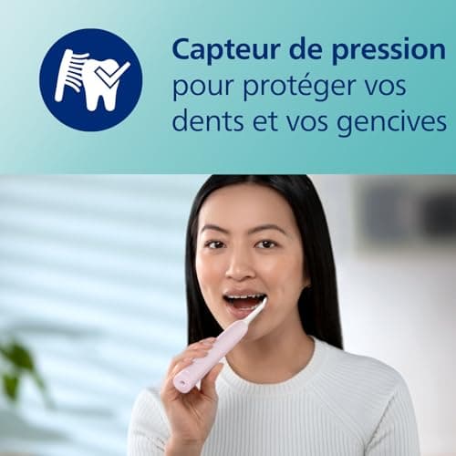 Philips Sonicare 3100, Brosse à dents électrique sonique, capteur de pression et minuterie, étui de voyage, rose pastel, modèle HX3673/11 - Image 6