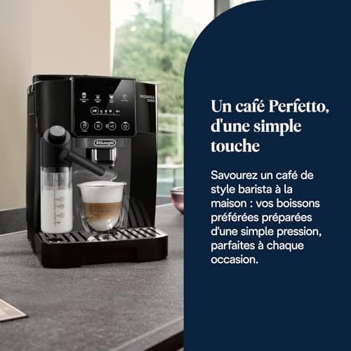 De'Longhi Magnifica Start - Perfetto Automatic Coffee Machine with LatteCrema Automatic Milk Frother, 4 Saved Drinks, Soft Touch Controls, Black and Grey (ECAM222.60.BG) - Image 3