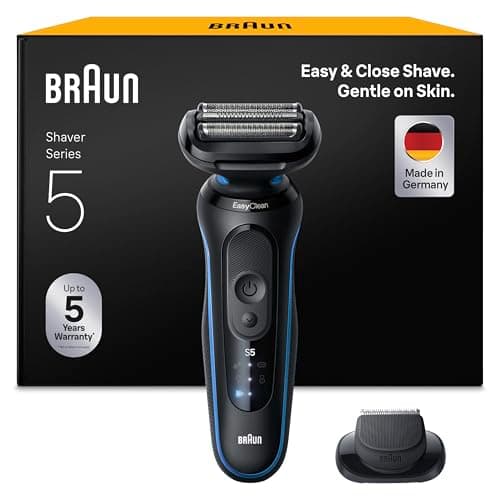 Braun Rasoir Electrique Homme Series 5 52-B1200SI Bleu, Etanche, Lames Flexibles Pour Raser Doucement Visage et Barbe, 2 Modes De Rasage, Coffret Avec Accessoire Tondeuse De Précision, En Carton - Image 2
