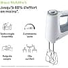 Braun HM5137WH Mixer with Removable Whisk/Kneader 750 W White/Grey - Image 3