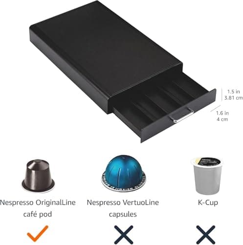 Amazon Basics Nespresso Moose Storage with 1 Drawer - 50 Capacity Capsules, Black - Image 7