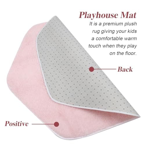 TOYANDONA Tapis de Tente Hexagonal pour Garçon et Filles, Coussin de Jeu Doux en Velours Rose, Tapis de Chambre Bébé Confortable et Écologique, pour Aire de Jeux et Éveil Garçon et Filles - Image 8