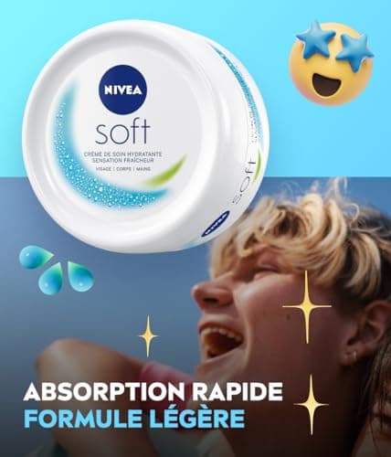 NIVEA Soft Crème de soin hydratante 3-en-1 (1 x 200 ml), Crème visage, corps et mains pour une hydratation intense, Crème hydratante multiusage - Image 5