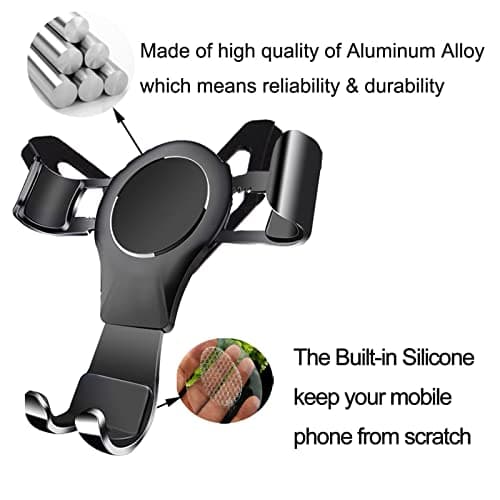 Car Mobile Phone Holder for Audi A1 8X 2010-2018, Car Phone Holder Gravity Auto Hatchback Lock Stable Without Jitter Hatchback Ventilation Slots Aluminium Alloy Black - Image 3