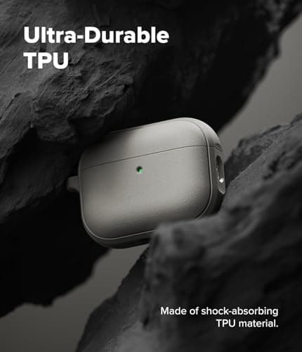 Ringke Case Compatible AirPods Pro 3 Magnetic Case [Onyx Magnetic] Anti-slip and Shockproof, Ultra Thin Soft Protection with Durable Bumper and Chrome Carabiner - Warm Gray - Image 6
