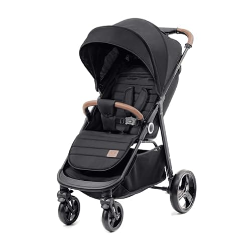Kinderkraft GRANDE PLUS Pushchair Walking Stick from Birth up to 22 kg, One-Handed Folding, Extended Position, Extendable Hood, 4 Cushioned Wheels, Black - Image 2