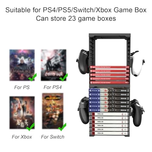 Storage Tower, Storage Tower for 24 Games, Storage Tower Compatible with PS5/PS4/Xbox Series X/Xbox One/Nintendo Switch - Image 5