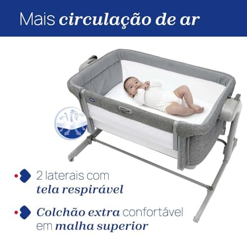 Chicco Next2Me Magic Evo, Co-Sleeping Cot, with Swing Mode, Open Rail, 11 Height Levels, Adjustable Height, 4 Wheels, Mattress and Travel Bag, Light Grey - Image 6
