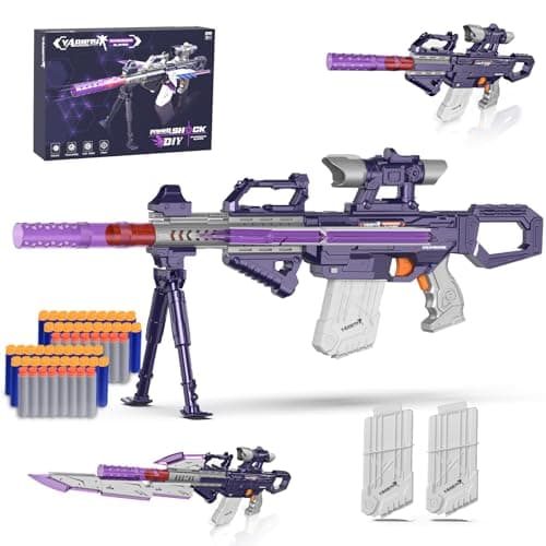Electric Toy Gun for Nerf Sniper - 2 Chargers, 50 Darts, Over 100 Combinations - Electric Toy Sniper Rifle with Scope - Gift for 6-12 Years Old Kids - Image 2