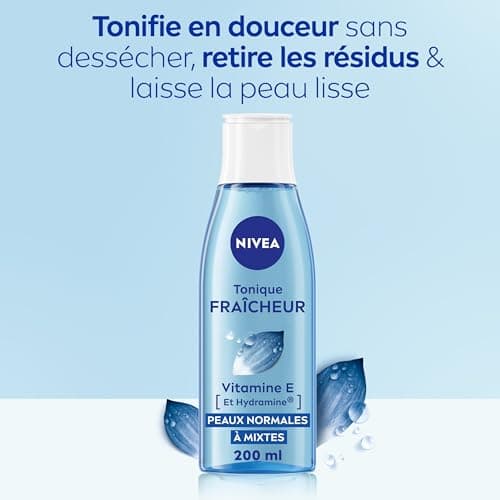 NIVEA - Tonique Fraîcheur - Nettoyant Visage - Elimine Les Impuretés & Tonifie La Peau - Rafraîchit & Hydrate - Fleur De Lotus, Hydramine & Vitamine E - Vegan - Peaux Normales & Mixtes - 200 ml - Image 4
