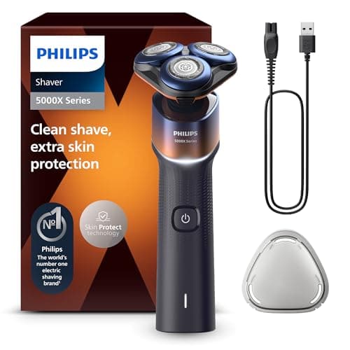 Philips 5000X Series - Rasoir électrique 100 pourcent étanche, Technologie SkinProtect, Tête flexible à 360°, Charge rapide, Capot de protection, Orange, modèle X5012/00 - Image 2