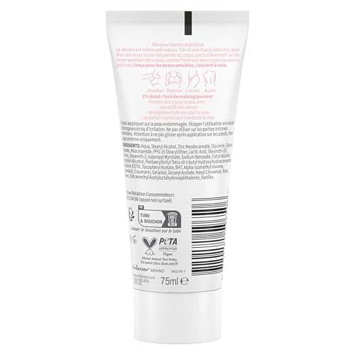 Dove - Deodorant for the whole body - Cream- Raspberry & Rose - Anti Odors and White Traces 72h - Designed for Sensitive Skin - 75 ml - Image 5