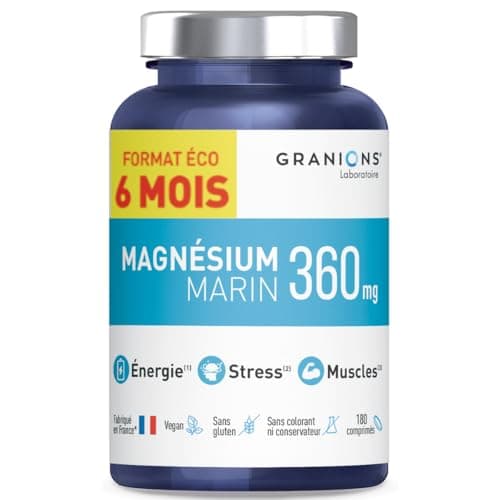 GRANIONS - Magnesium Marin 360 mg - 6 MONTH FORMAT - Made in France - Magnesium + Vitamin B6 - Anti Stress - High Quality Marine Magnesium - 180 Magnesium Tablets - Image 3