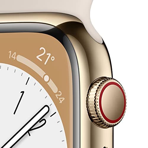 2022 Apple Watch Series 8 GPS + Cellular, Boîtier en acier inoxydable Or de 45 mm, Bracelet Sport Lumière stellaire - Regular - Image 4