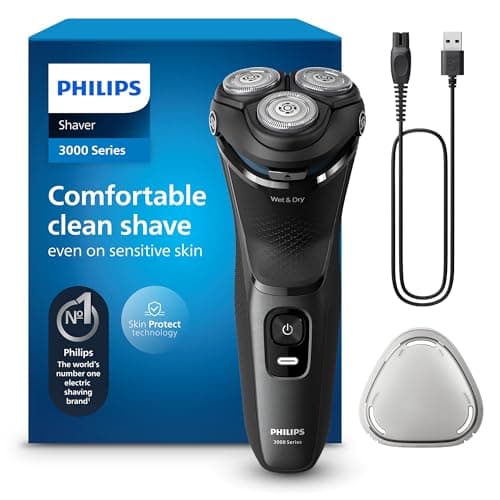Philips Electric Shaver Series 3000 - rasoir électrique Wet & Dry pour hommes avec technologie SkinProtect, couleur Lune foncée, tondeuse à barbe rétractable, rasoir sans fil (modèle S3145/00) - Image 3