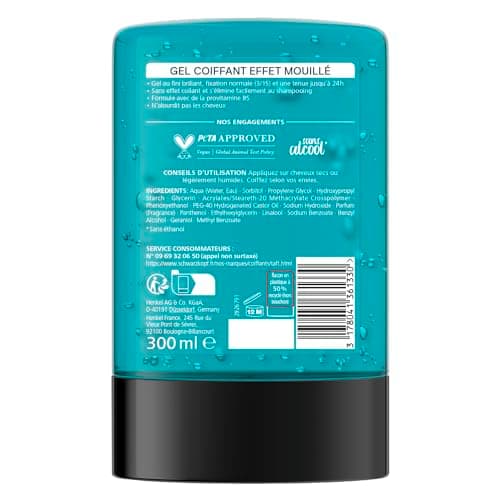 Taft - Schwarzkopf - Styling Tube Gel - Wet Effect Gel - Intense Shine - Normal Hold - Gentle on Hair - Long Lasting Hold - No Sticky Effect - Formula Provitamin B5-300ml - Image 3