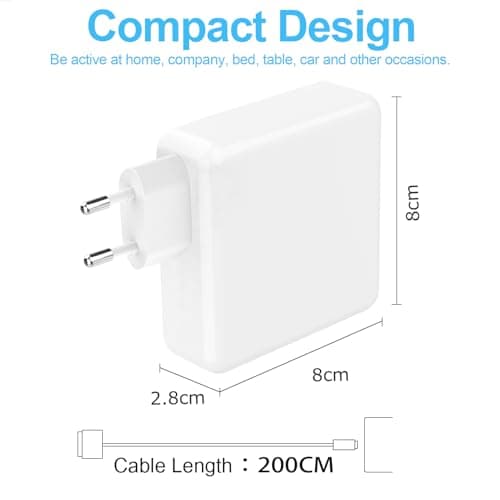 Mac Book Air Charger, 96W M3 M4 Charger for MacBook Pro 16 14'' 2021 2022 2023 2024 2025 M1 M2 M3 M4 MacBook Air 13 15'', for A2681 A2442 A2487 A2779 A222 941, incl. 2.2M Braided USB-C to T Cable - Image 6