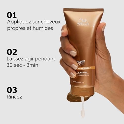 Wella Professionals Ultimate Smooth après-shampoing, soin capillaire nourrissant avec du squalane et oméga-9 pour cheveux secs, ternes et frisés (200ml) - Image 7