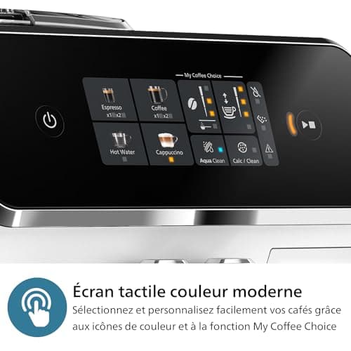 Philips Expresso broyeur Série 2300-4 Boissons, Écran tactile coloré, Carafe LatteGo, SilentBrew, Broyeur 100% Céramique, Machine à café à grain Blanc Chromé (EP2333/40) - Image 6