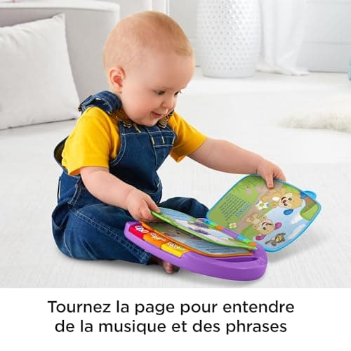 Fisher-Price CDH39 Learning Toy Musical Book Interactive Rhymes Laughing and Learning with Lights and Music for Babies and Toddlers, French Version - Image 4