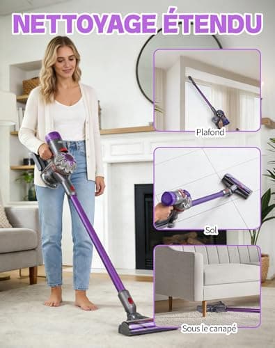 Tube Télescopique Compatible avec Dyson V7 V8 V10 V11 V15 – Tube d’Extension Rigide pour Aspirateur, Déverrouillage Rapide, Longueur 72.5 cm, Violet - Image 6