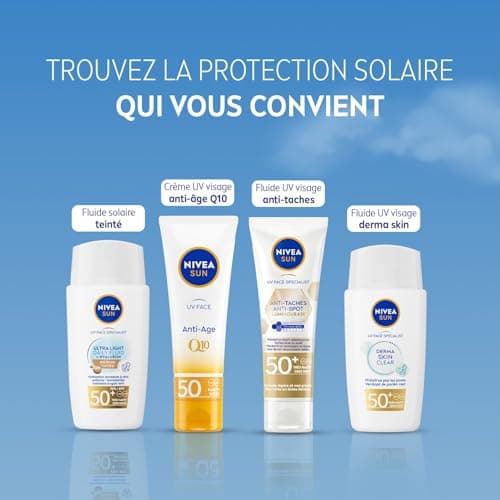 NIVEA SUN Derma Skin Clear Protection Solaire Visage FPS 50+ (1x40ml) — Fluide visage matifiant à la texture ultra-légère — Soin solaire pour les peaux mixtes à grasses - Image 7