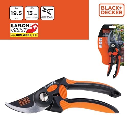 BLACK+DECKER Garden Sector - Hedge Trimmer - High Quality Steel Blades - Ergonomic Handle Branch Cutter - Sector 13 mm Blow Capacity - Black/Orange - Image 7