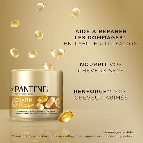 Pantene pro-v, masque repair & protect, à la kératine, pour cheveux fragiles et abîmés, aide à combattre les signes des agressions en 1 seule application -300 ml (L'emballage de l'article peut varier) - Image 6
