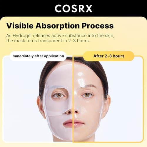 COSRX Advanced Snail Mucin Glass Glow Hydrogel Mask 3 Pieces, Collagen Mask, Travel Essentials, Small Gifts - Image 5