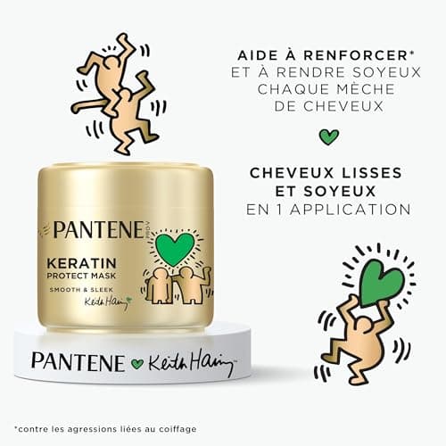 Pantene Pro-V x Keith Haring Art Collection Smooth & Silky Keratin Protect Hair Mask 300 ml for Curly and Dry Hair, Up to 72 Hours of Silky Smooth Hair, in 1 Application, Active Nutri-Plex - Image 8