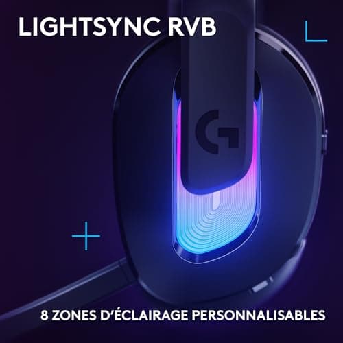 Logitech G G522 LIGHTSPEED Wireless Gaming Headset, LIGHTSYNC RGB, Full Mic Bandwidth & Advanced Synchronized Audio, Triple Connectivity - LIGHTSPEED, Bluetooth, USB-A to USB-C for PC - Black - Image 4