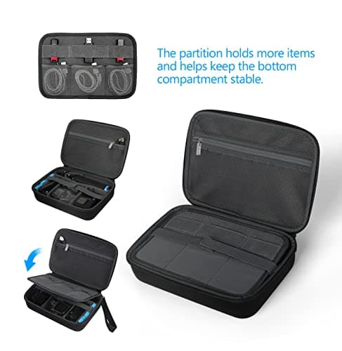 JSVER Storage Bag for GoPro Hero 13/12/11/10/9/8/7, Case for AKASO Camera/Osmo Action 3 EVA Action Camera Case Covers for All GoPro Cameras and Accessories-Black, Black, Travel bag - Image 3