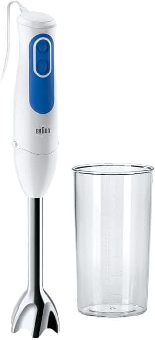 Braun MQ3000WH MultiQuick 3 Vario Aperitive, Hand Blender, 700 W, 2 Speed, Whisk, Mini Chopper 350 ml, Graduated Bowl 600 ml, Blue/White - Image 1