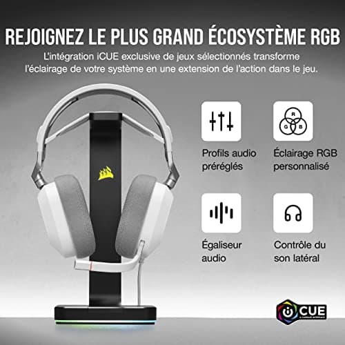 Corsair HS80 RGB USB Premium Gaming Headset with Dolby 7.1 Surround Sound (Broadcast Quality Microphone, Breathable Microfibre Fabric, High-Fidelity Audio, Durable Construction) White - Image 8