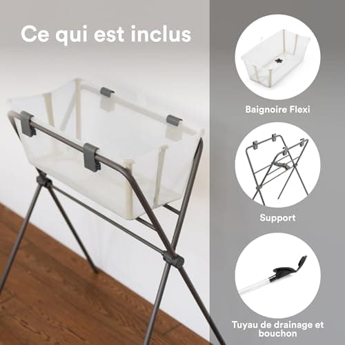 Stokke Flexi Bath (Sand Beige) + Flexi Bath Stand - Baby Bath Tub up to 10 kg - Foldable, Durable and Easy to Store - Convenient to Use at Home or Travel - Image 6