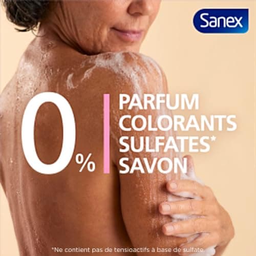 SANEX - Gel douche hypoallergénique Zéro% Sensitive - hydratation pendant 8 heures - testé sous contrôle dermatologique -Lot de 2 X 475 mL - Image 6