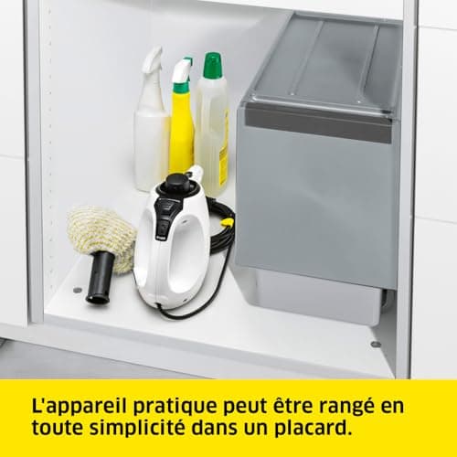 Kärcher Nettoyeur Vapeur SC 1, Pression Vapeur : 3 Bar, Temps de Préchauffage : 3 Min, Puissance : 1 200 W, Surface : 20 m², Réservoir : 200 ML, avec Buse à Main, Jet Crayon & Powerbuse, Brosse Ronde - Image 5
