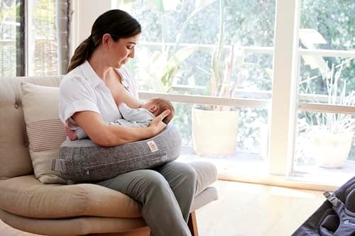 Ergobaby Natural Curve Ergonomic Nursing Pillow with Strap, Nursing Pillow with Back Strap and Buckle Closure for High Comfort and Stability, Grey - Image 7