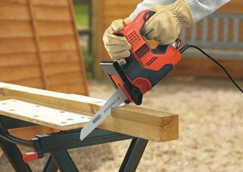 BLACK+DECKER RS890K-QS Wired Hand Saw - Cutting Capacities: 3 mm Metal, 100 mm Wood, 50 mm Plastic Pipe and Branches - 3 Blades - Delivered in a 500W Case, Black, Orange, RS890K-QS - Image 3