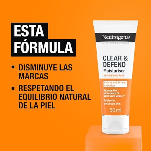Neutrogena Spot Controlling 0.5% Salicylic Acid Hydrating Cream (1 x 50ml) Moisturizing Face Cream for Acne Prone Skin, Oil-Free Moisturizer - Image 5