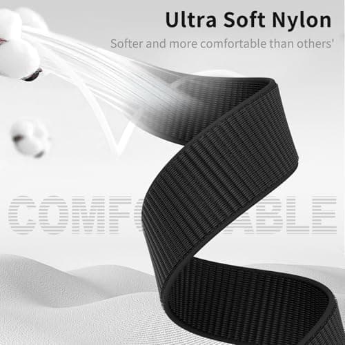 AMSKY Nylon Sport Buckle Compatible with Apple Watch Se Band 40mm 44mm 46mm 42mm 45mm 41mm 38mm 49mm, for iWatch Series 11 10 9 8 7 6 5 4, SE Ultra 3 2 1, Black, 1.81 1 inch/44mm/45mm/49mm - Image 5