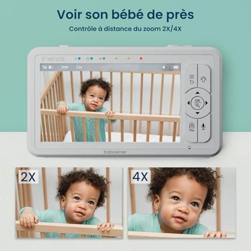 Babysense Baby Monitor HD Video Monitor - 5" Split Screen Baby Monitor with 2 720P Cameras, Two-Way Audio Talk, Long Range, Adjustable Nightlight, Night Vision, Lullabies - Image 6