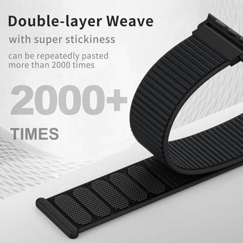 AMSKY Nylon Sport Buckle Compatible with Apple Watch Se Band 40mm 44mm 46mm 42mm 45mm 41mm 38mm 49mm, for iWatch Series 11 10 9 8 7 6 5 4, SE Ultra 3 2 1, Black, 1.81 1 inch/44mm/45mm/49mm - Image 4
